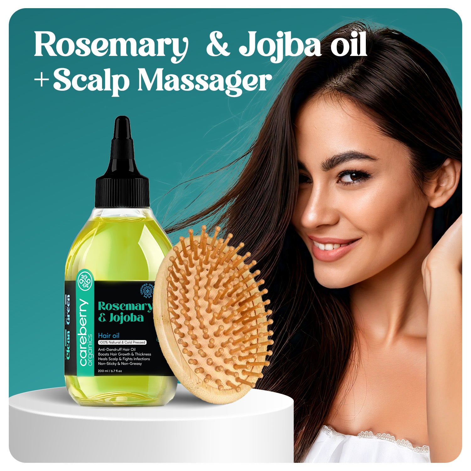 Combo of Rosemary Jojoba oil and scalp massager for boosting hair growth and scalp health
