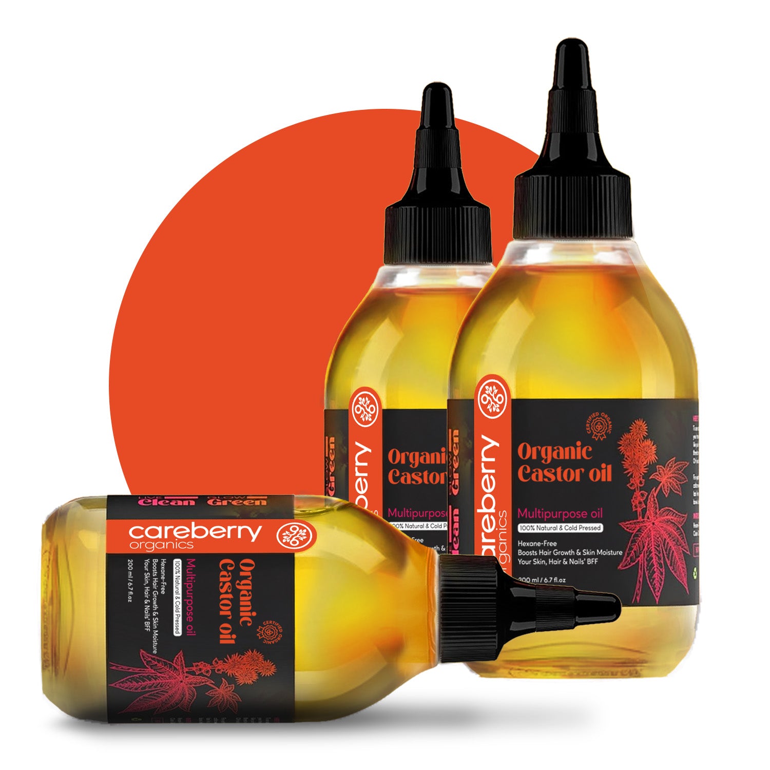 Careberry's Castor oil pack of 3