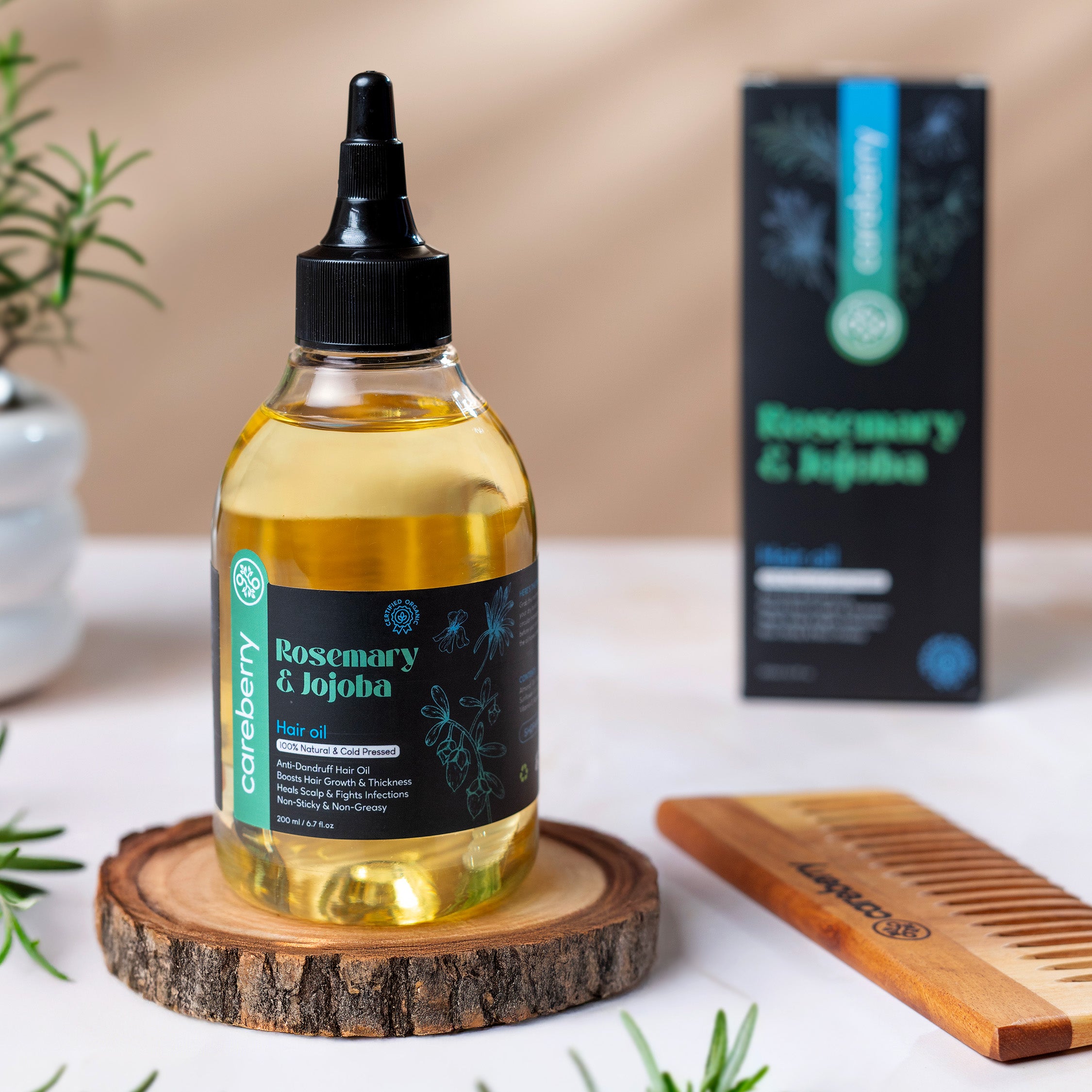 Bio-Haarpflege-Power-Trio: Rote Zwiebeln und Schwarzkümmel, Rosmarin und Jojoba, Rizinusöl-Kombination (je 200 ml)