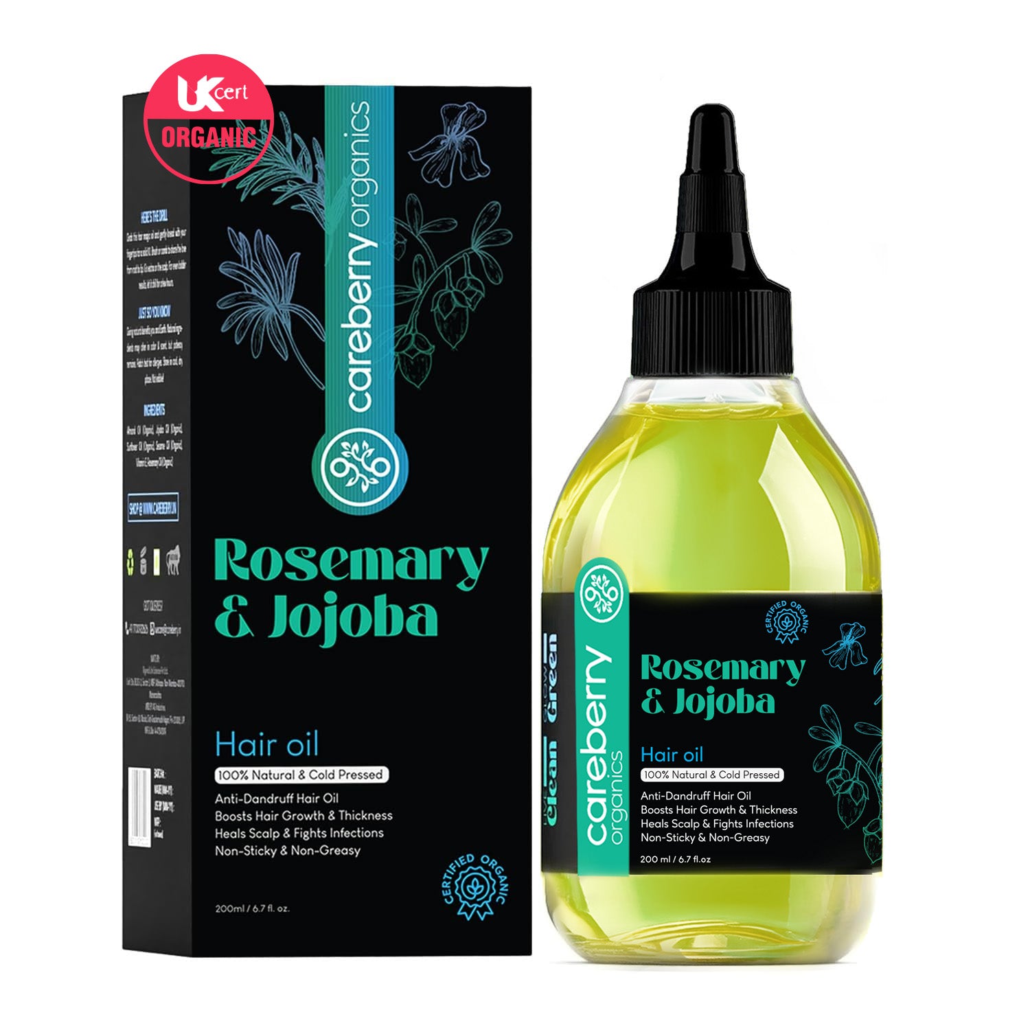 Careberry's UKCert certified organic rosemary hair oil