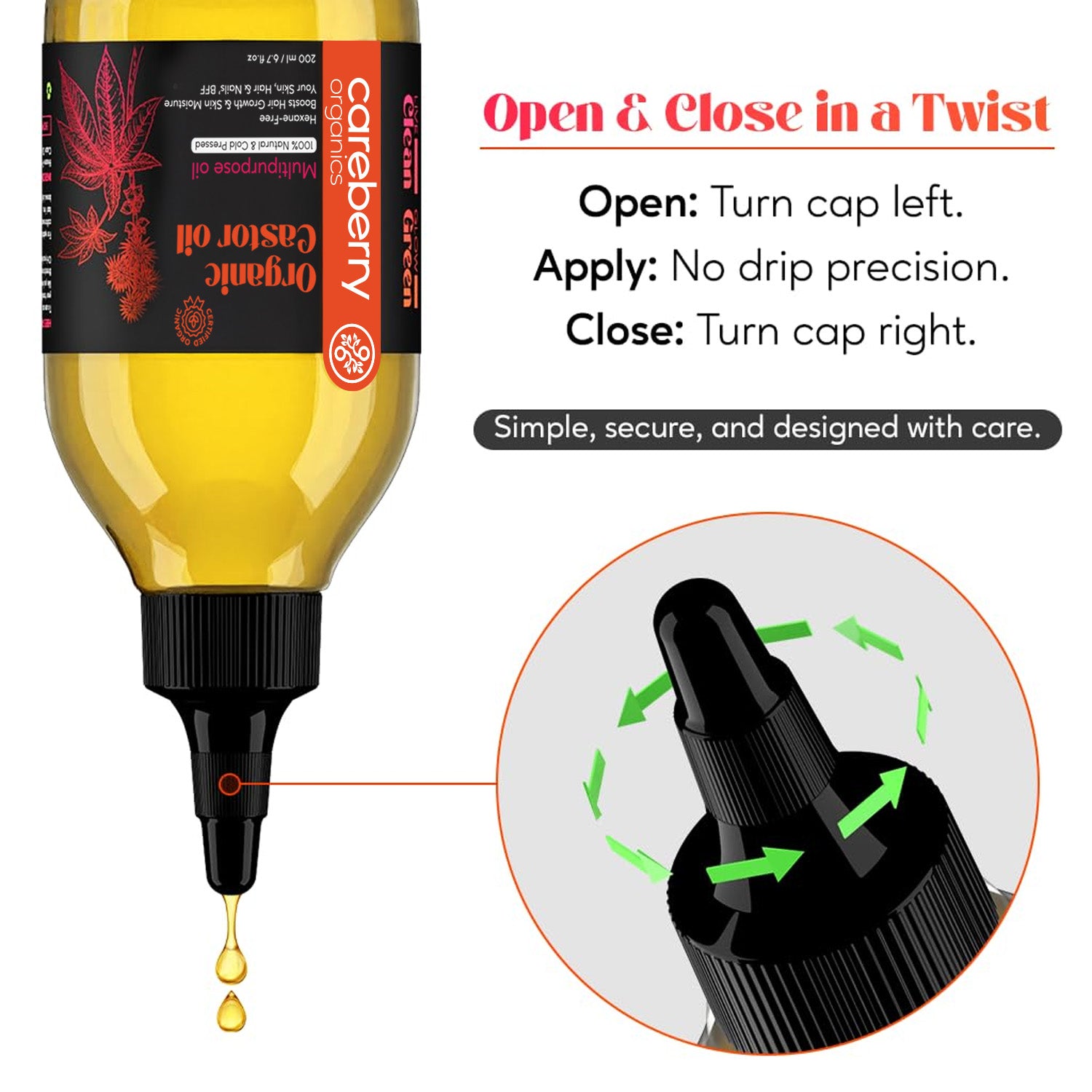 how to use carebrry castor oil bottle cap twist cap bottle by careberry 