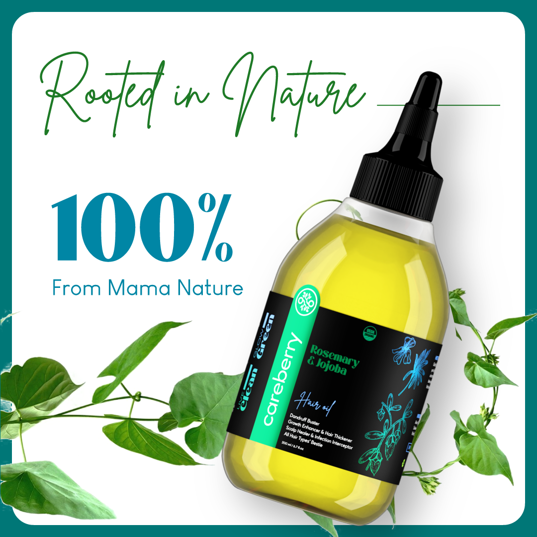 Organic Rosemary & Jojoba Oil | Anti-Dandruff & Hair Fall Control | 200ml